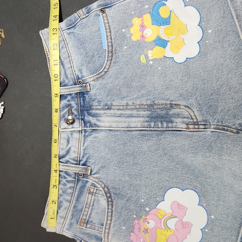 NWT Care Bears Glitter Print Denim Mom Shorts Womens Size 6 & PLUS SIZE 16 - Picture 11 of 12
